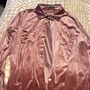 SHEIN Shimmering Rose Button-Up Blouse